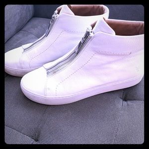 White Leather Frye “Lena High” Sneakers